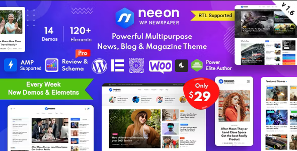 Neeon主题V2.0-一款基于elementor和古腾堡的新闻wordpress博客自媒体主题