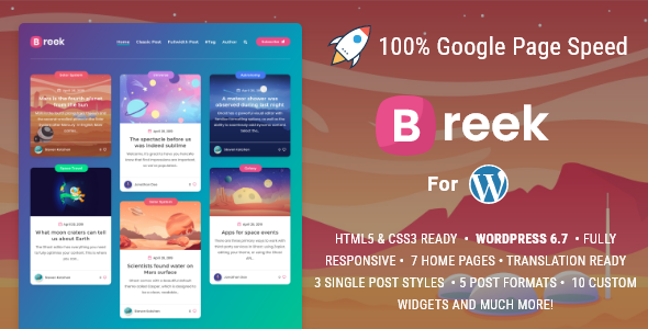 Breek主题V4.1.0 — 轻量级 Masonry AMP 博客 WordPress 主题